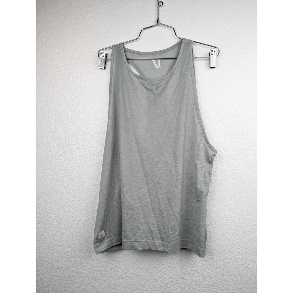 Vuori Light Gray Exposed Back Tank Small